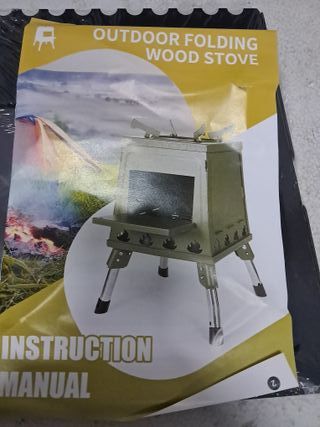 Estufa de Leña Portátil Hierro Fundido Negra