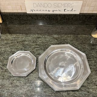 Juego 12 Bajoplatos Pewter Octagonales México 6+6