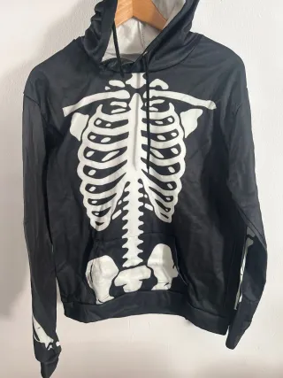 Sudadera con capucha esqueleto negra