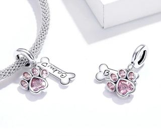 CHARM PERRO HUESO COLGANTE ROSA PARA PANDORA CAJA
