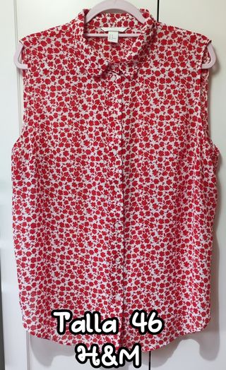 Blusa Verano H&M Flores Rojas Talla 46