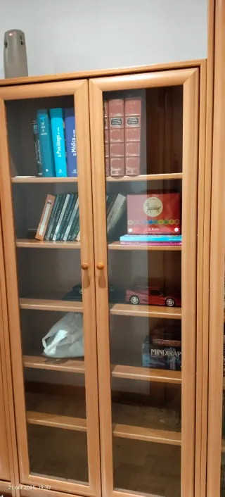 Libreria stretta con anta in vetro