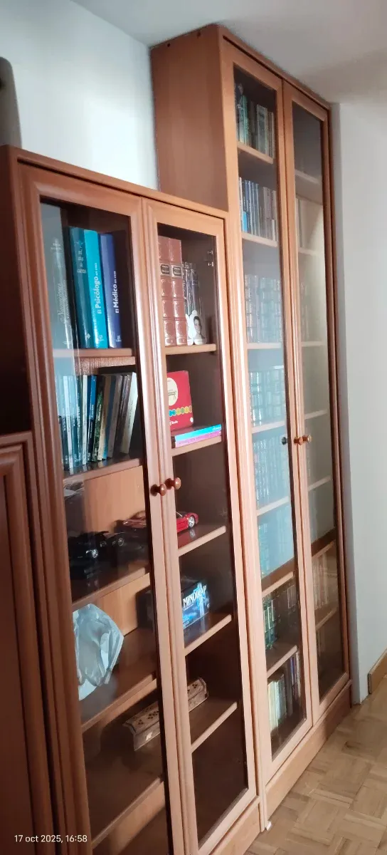 Libreria stretta con anta in vetro