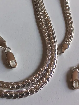Conjunto Plata 925 Cadena y Pulsera,plana 
