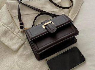 Bolso vintage cuadrado marrón