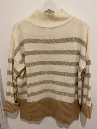 Jersey Marella Rayas Beige y Dorado