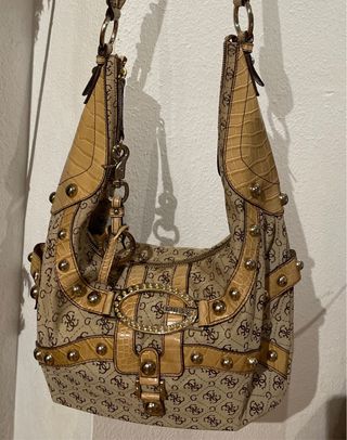 Bolso Guess Y2K 2000s Beige y Dorado