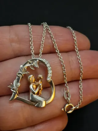 Collar Corazón Madre e Hijo Plata 925