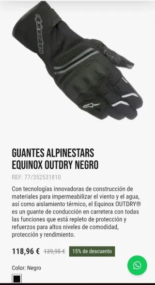 Guantes Alpinestars Equinox Outdry negro
