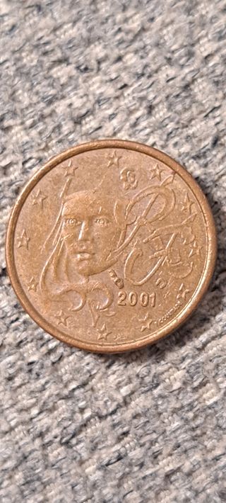 Moneda 1 céntimo Francia 2001