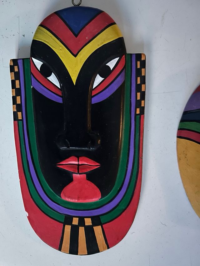 Máscara de Madera Decorativa Multicolor