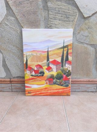 Cuadro al óleo paisaje toscano