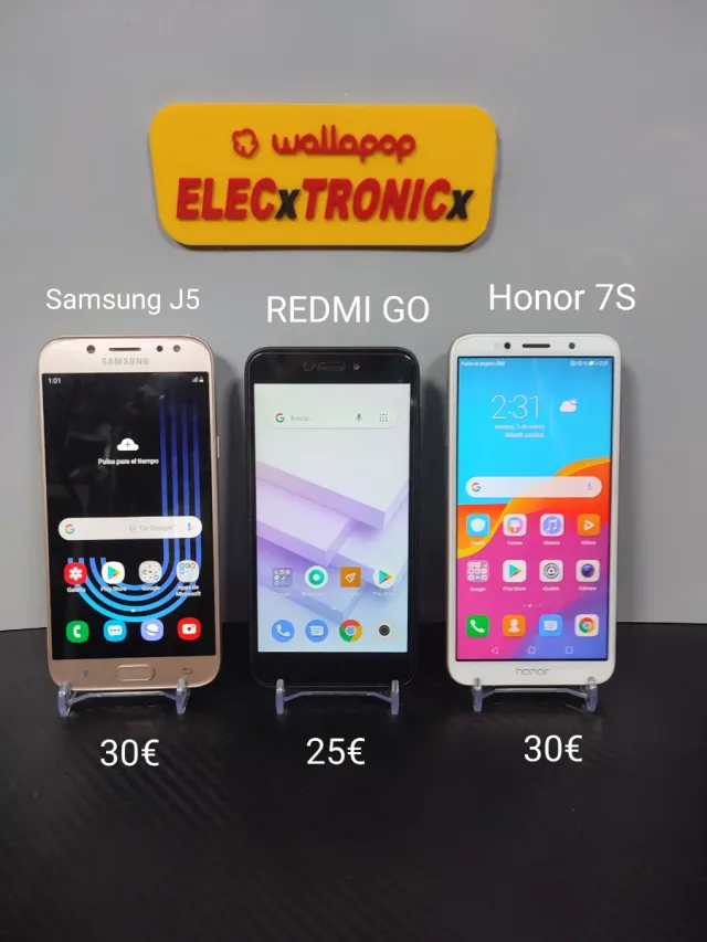 Samsung galaxy J5, Xiaomi redmi Go y honor 7s