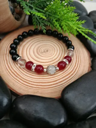 Pulsera elástica negra y roja