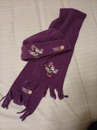 Conjunto Gorro y Bufanda Minnie Mouse Morado