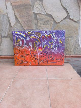 Cuadro Graffiti Papel y Madera