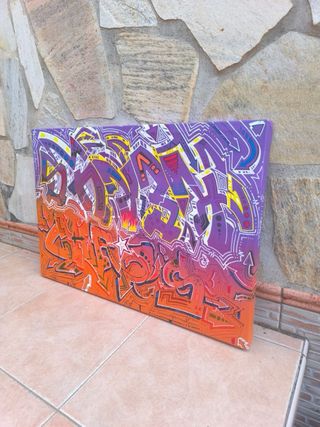 Cuadro Graffiti Papel y Madera