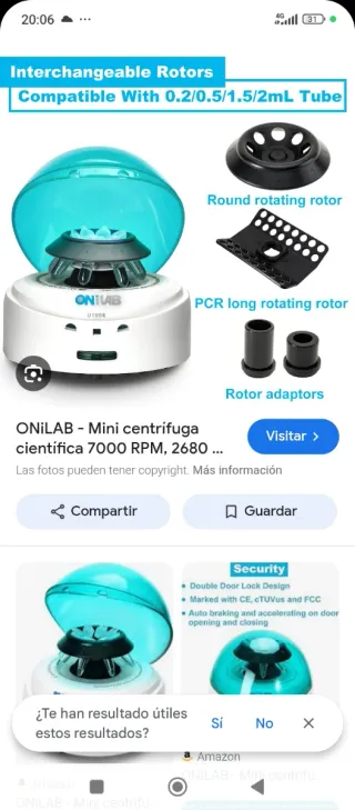Centrífuga de laboratorio ONILAB Mini