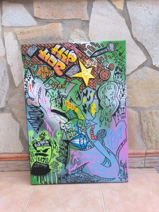 Cuadro Graffiti Arte Urbano Multicolor
