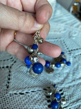 Conjunto Pulsera y Pendientes Azul y Plata