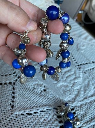 Conjunto Pulsera y Pendientes Azul y Plata