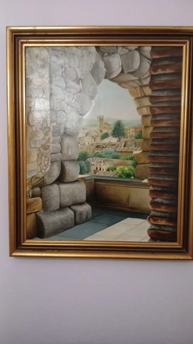 trompe l'oeil Quadro in pietra e legno