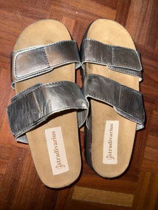 Sandalias Stradivarius Plateadas Talla 38