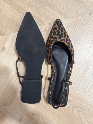 Bailarinas leopardo punta slingback. destalonadas 