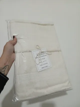 Set 2 Asciugamani Cotone Beige/Bianco