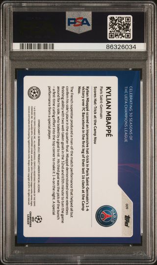 Kylian Mbappé 2022 Topps UCL PSA 9
