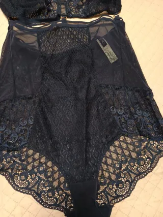 Conjunto Lencería Precious Lou 3 en 1 Talla L Azul