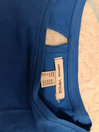 Camiseta azul con estampado de playa Talla L