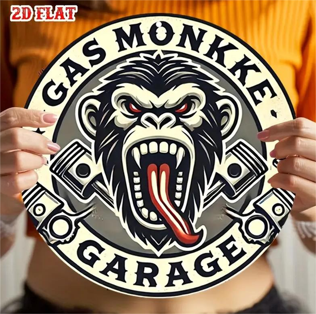 Cartel Metálico Vintage Gas Monkke Garage