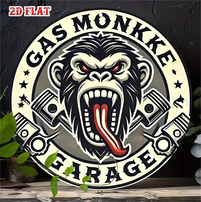 Cartel Metálico Vintage Gas Monkke Garage