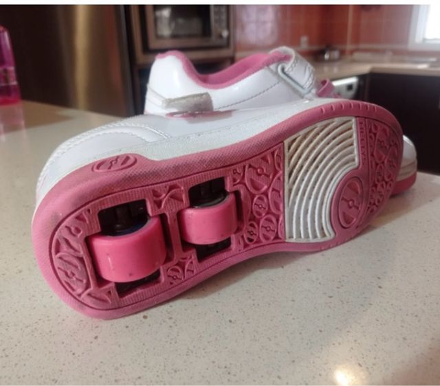 Zapatillas Heelys skate blancas y rosas,nro 34