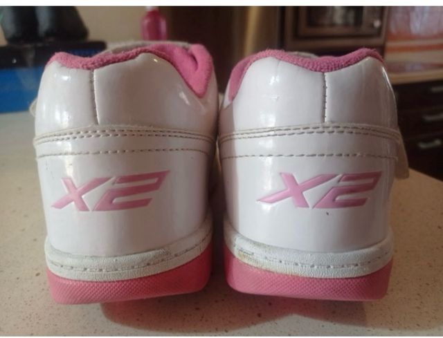 Zapatillas Heelys skate blancas y rosas,nro 34