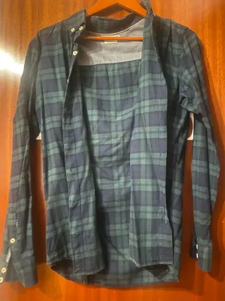 Camisa Mango cuadros azul y verde
