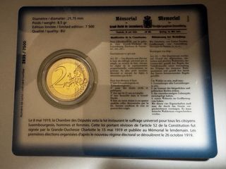 2€ Luxemburgo 2019 Sufragio Universal UNC