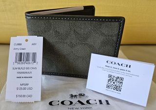 Cartera Coach Slim Bifold Verde
