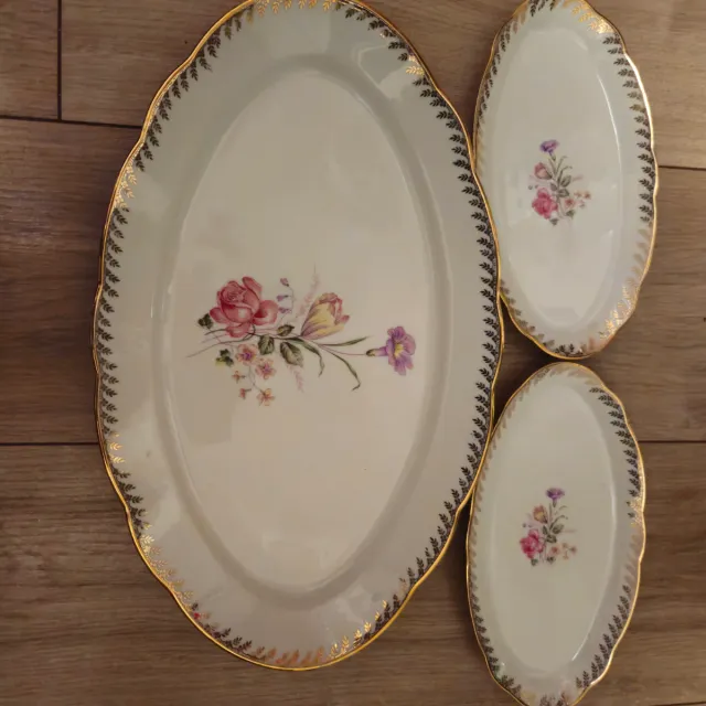 Bandejas de porcelana con borde dorado