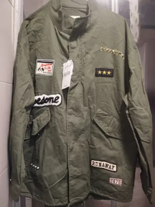 Cazadora verde con parches mujer talla S
