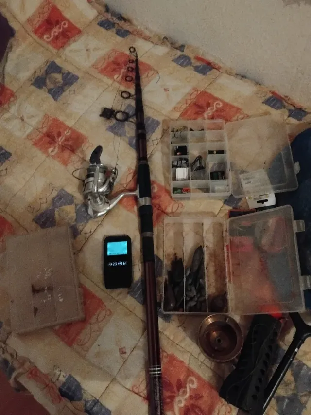 Caña de pescar y carrete