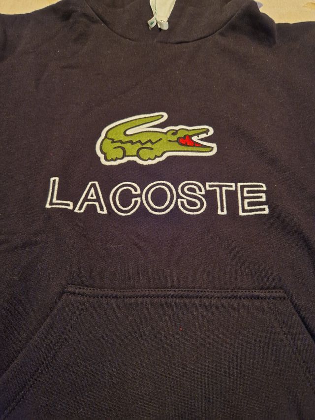 Sudadera Lacoste Negra y Gris con Capucha