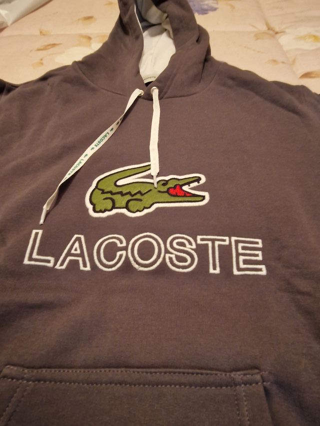 Sudadera Lacoste Negra y Gris con Capucha