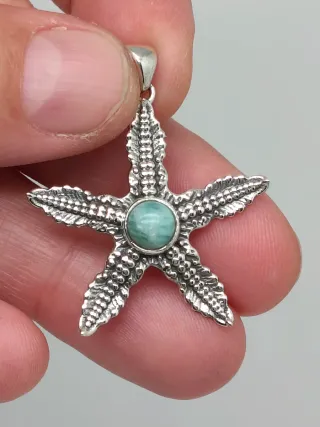 Colgante Estrella de Mar Plata 925 y Larimar