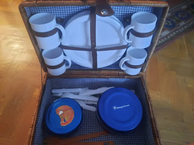 Cesta de picnic mimbre y cuero