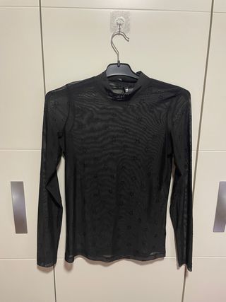 Top Hema Malla Estrellas Negro Talla S