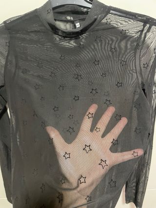 Top Hema Malla Estrellas Negro Talla S