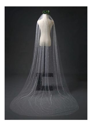 Velo de novia con perlas blanco