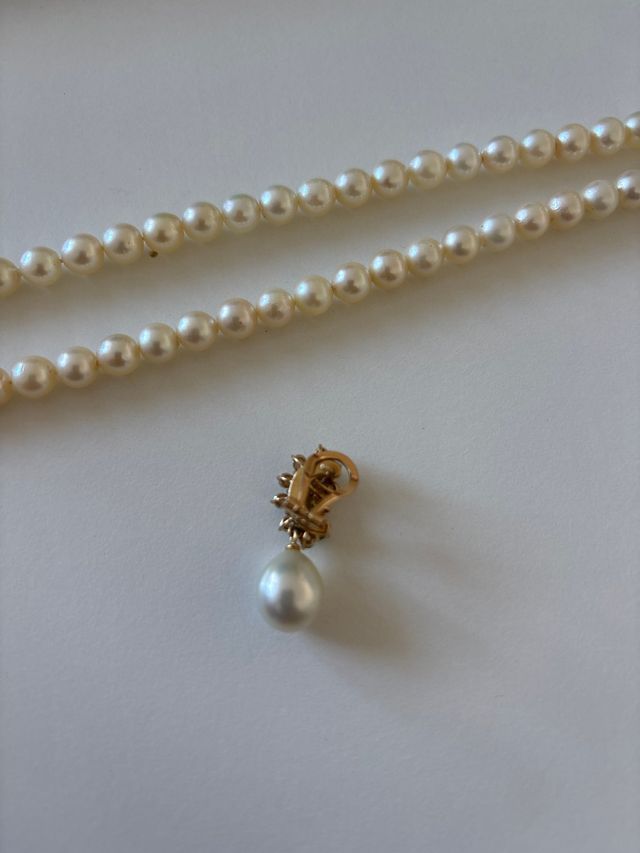 Conjunto Oro 18k con Perlas, Esmeralda y Diamantes